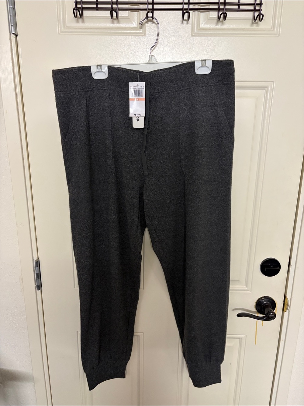 Relaxed Dark Gray Knit Joggers with Elastic Waist
